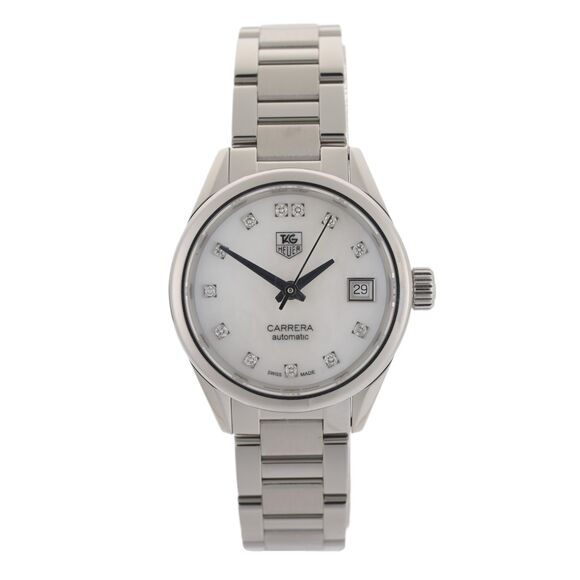TAG Heuer Carrera WAR2414 Diamond Calibre 9 MOP 29mm Ladies Watch Serviced +Box main image 11
